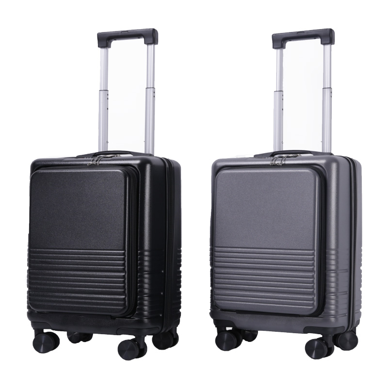 Stylish suitcase with front panel pocket